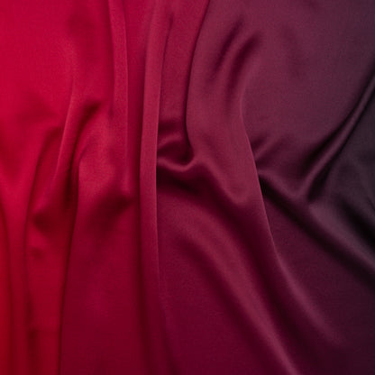 Silk Charmeuse Print 16MM, Made in Italy - Red to Black Ombre
