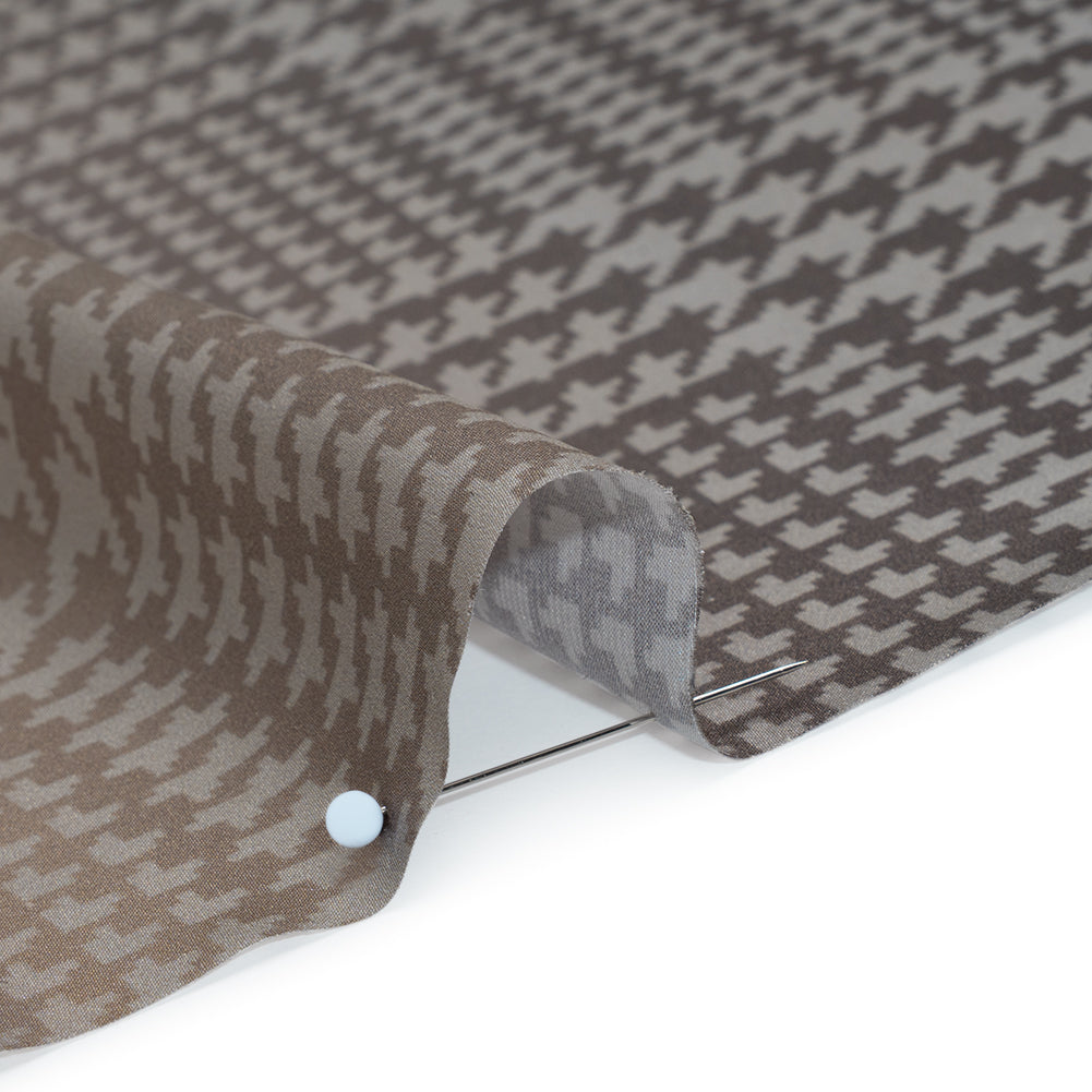Silk Charmeuse Print 16MM, Made in Italy - Beige, Gray and Black Glen Check Ombre