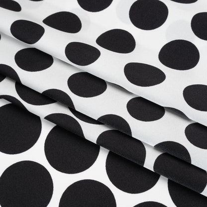 Silk Charmeuse Print 16MM, Made in Italy - Black and White Polka Dot Gradients
