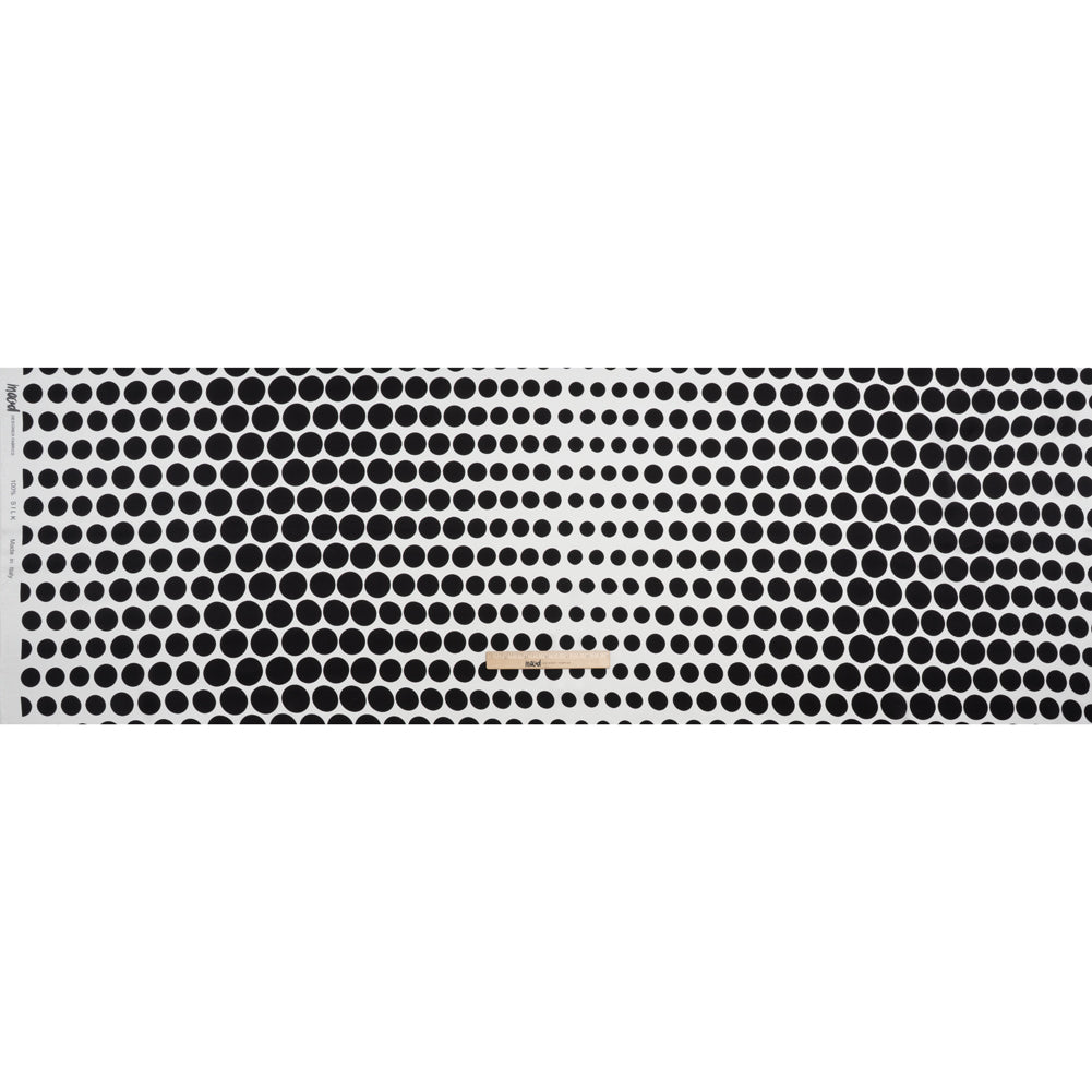 Silk Charmeuse Print 16MM, Made in Italy - Black and White Polka Dot Gradients