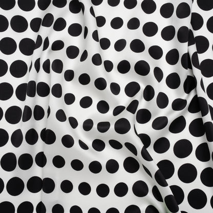 Silk Charmeuse Print 16MM, Made in Italy - Black and White Polka Dot Gradients