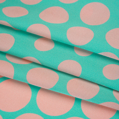 Silk Charmeuse Print 16MM, Made in Italy - Turquoise and Peach Polka Dot Gradients