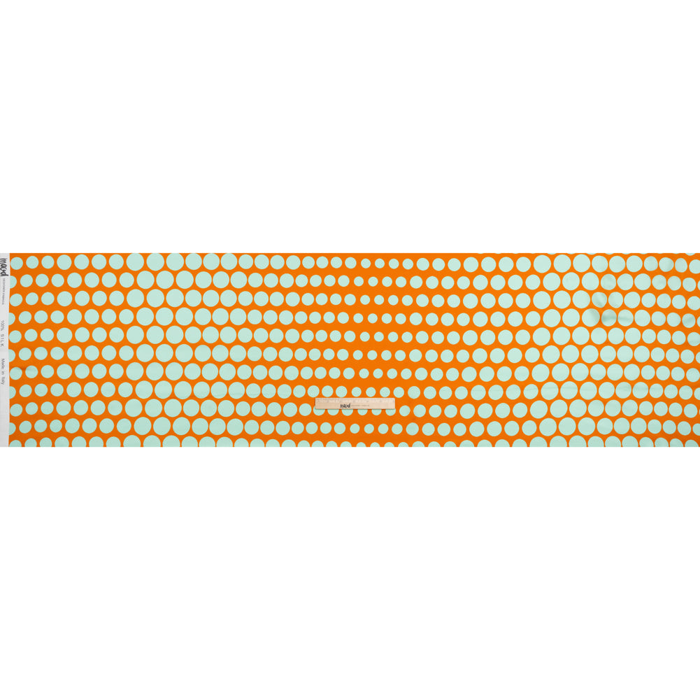 Silk Charmeuse Print 16MM, Made in Italy - Orange and Mint Polka Dot Gradients