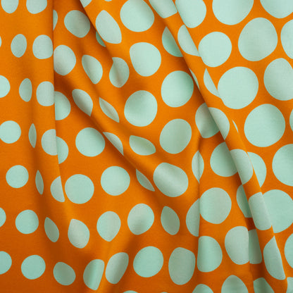 Silk Charmeuse Print 16MM, Made in Italy - Orange and Mint Polka Dot Gradients