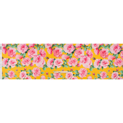 Silk Charmeuse Print 16MM, Made in Italy - Yellow, Pink and Green Bunches of Roses