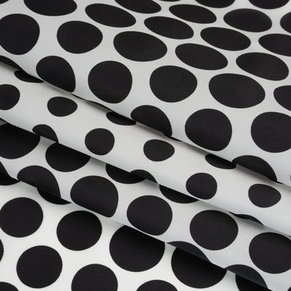 Heavy Silk Satin-Faced Organza, Made in Italy - Black and White Polka Dot Gradients