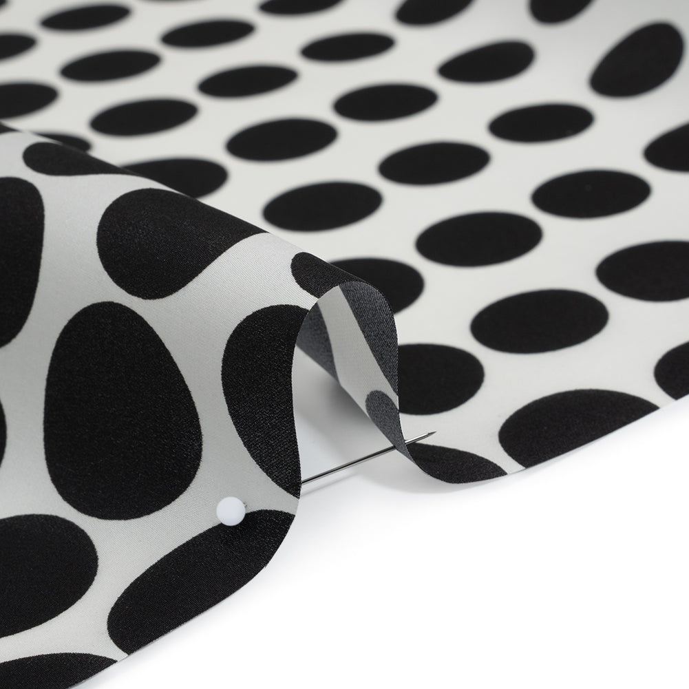 Heavy Silk Satin-Faced Organza, Made in Italy - Black and White Polka Dot Gradients