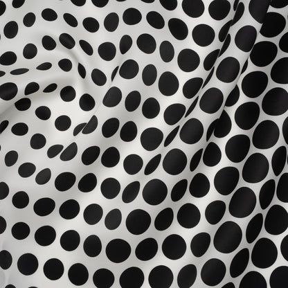 Heavy Silk Satin-Faced Organza, Made in Italy - Black and White Polka Dot Gradients