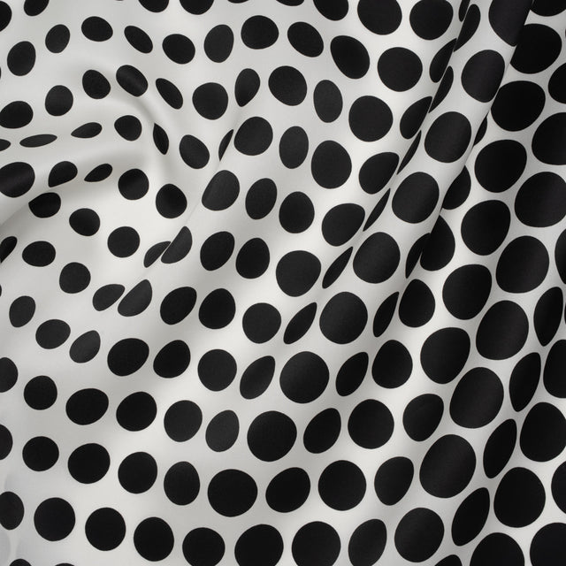 Heavy Silk Satin-Faced Organza, Made in Italy - Black and White Polka Dot Gradients