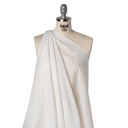 Embroidered Eyelet Cotton Voile - White Circles - Naomi Collection