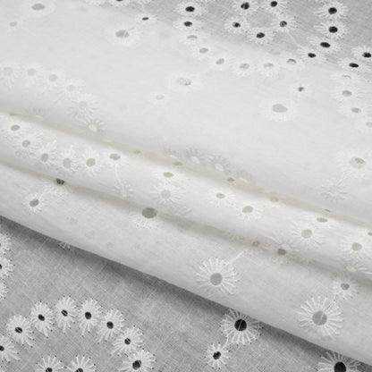 Embroidered Eyelet Cotton Voile - White Big Circles - Naomi Collection