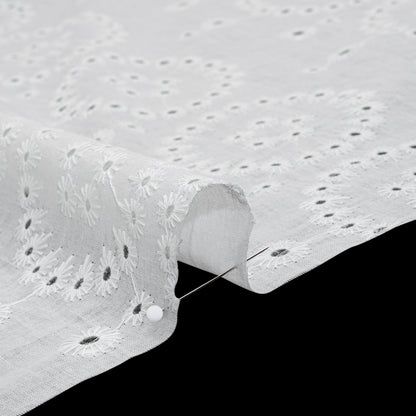 Embroidered Eyelet Cotton Voile - White Big Circles - Naomi Collection