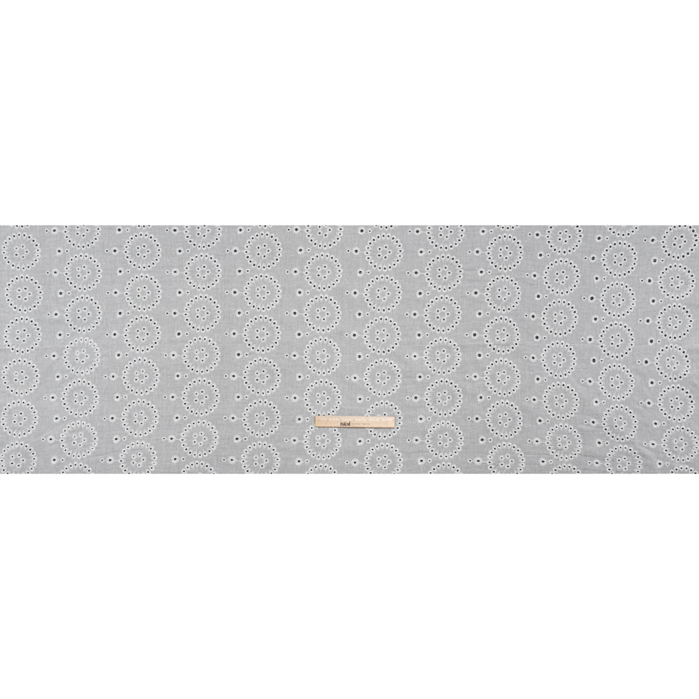 Embroidered Eyelet Cotton Voile - White Big Circles - Naomi Collection