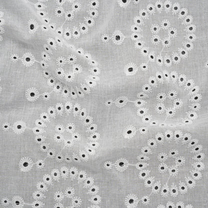 Embroidered Eyelet Cotton Voile - White Big Circles - Naomi Collection