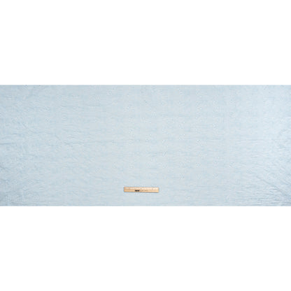 Embroidered Eyelet Cotton Voile - Pale Aqua All-Over Flowers - Naomi Collection