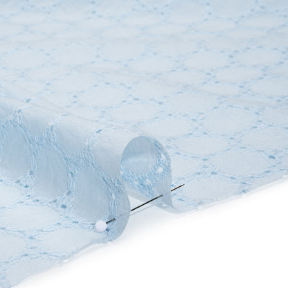 Embroidered Eyelet Cotton Voile - Pale Aqua Circles of Circles - Naomi Collection