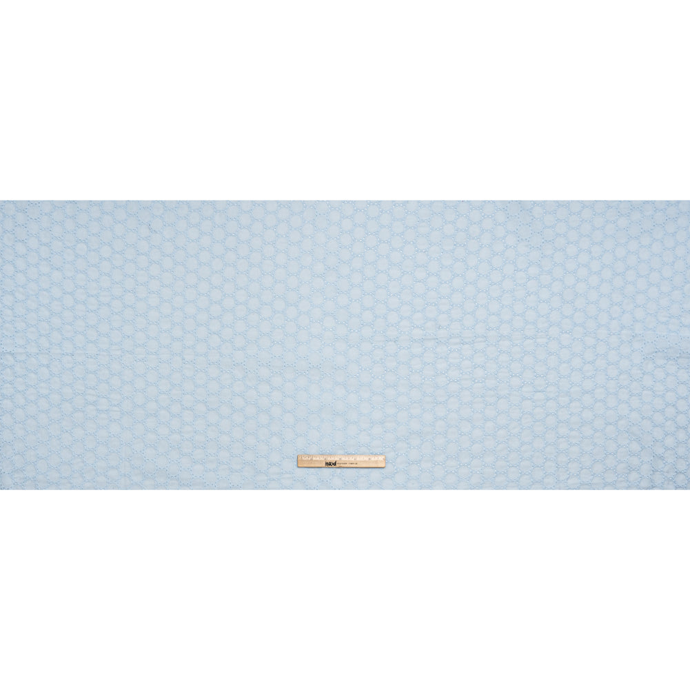 Embroidered Eyelet Cotton Voile - Pale Aqua Circles of Circles - Naomi Collection