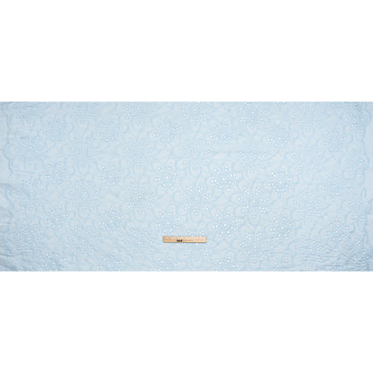 Embroidered Eyelet Cotton Voile - Pale Aqua Big Flowers - Naomi Collection