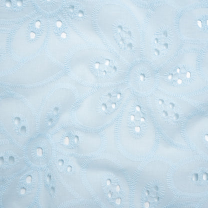 Embroidered Eyelet Cotton Voile - Pale Aqua Big Flowers - Naomi Collection
