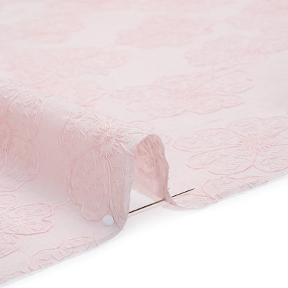 Embroidered Eyelet Cotton Voile - Baby Pink Big Tossed Flowers - Naomi Collection