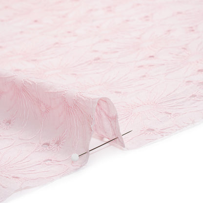 Embroidered Eyelet Cotton Voile - Baby Pink All-Over Flowers - Naomi Collection