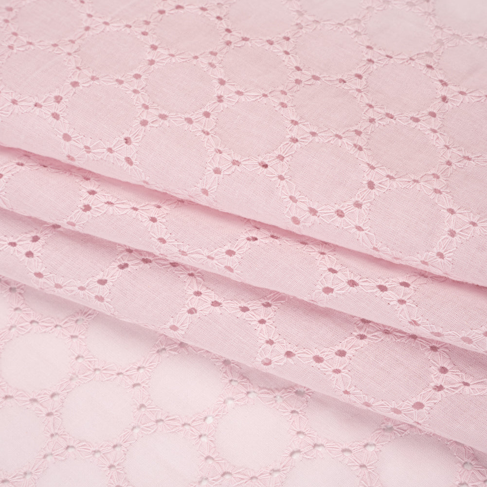 Embroidered Eyelet Cotton Voile - Baby Pink Circles of Circles - Naomi Collection