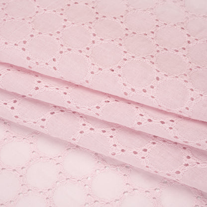 Embroidered Eyelet Cotton Voile - Baby Pink Circles of Circles - Naomi Collection