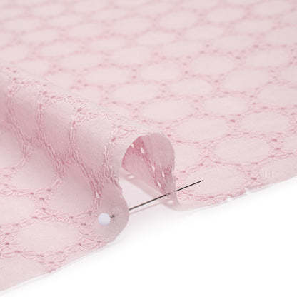 Embroidered Eyelet Cotton Voile - Baby Pink Circles of Circles - Naomi Collection