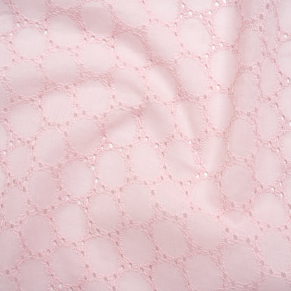 Embroidered Eyelet Cotton Voile - Baby Pink Circles of Circles - Naomi Collection