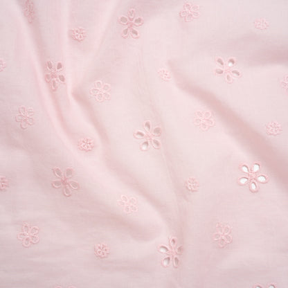 Embroidered Eyelet Cotton Voile - Baby Pink Floating Flowers - Naomi Collection
