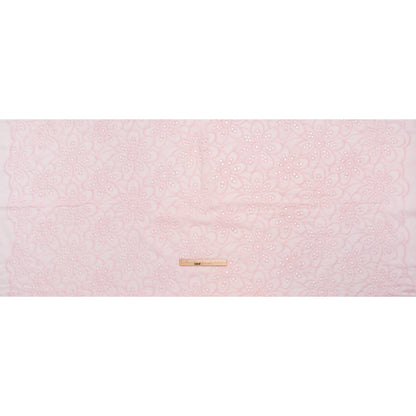 Embroidered Eyelet Cotton Voile - Baby Pink Big Flowers - Naomi Collection