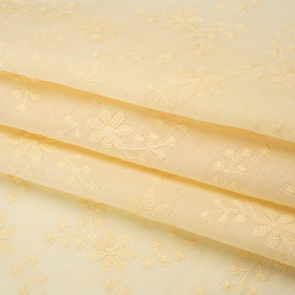 Embroidered Eyelet Cotton Voile - Vanilla Flowers on Branches - Naomi Collection