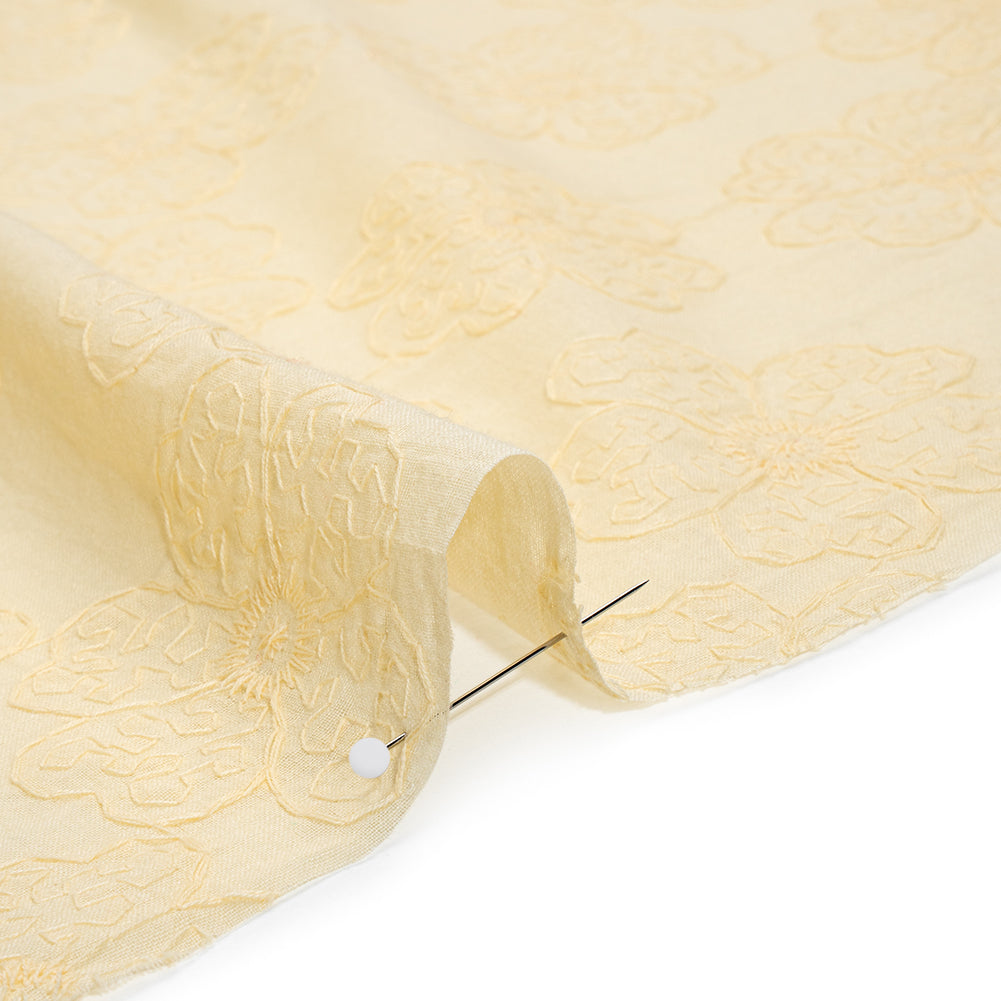 Embroidered Eyelet Cotton Voile - Vanilla Big Tossed Flowers - Naomi Collection