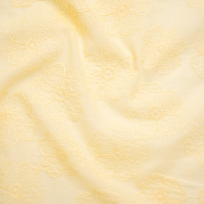 Embroidered Eyelet Cotton Voile - Vanilla Big Tossed Flowers - Naomi Collection