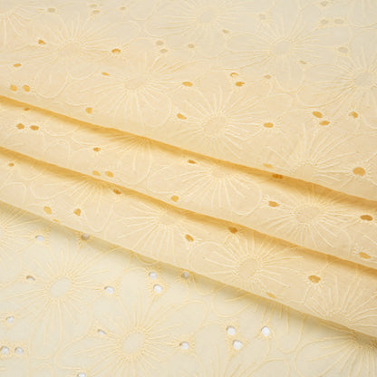 Embroidered Eyelet Cotton Voile - Vanilla All-Over Flowers - Naomi Collection