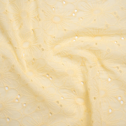 Embroidered Eyelet Cotton Voile - Vanilla All-Over Flowers - Naomi Collection