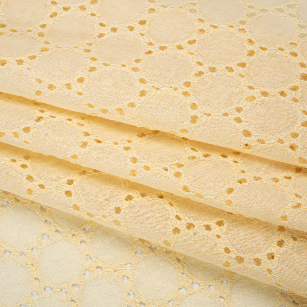 Embroidered Eyelet Cotton Voile - Vanilla Circles of Circles - Naomi Collection