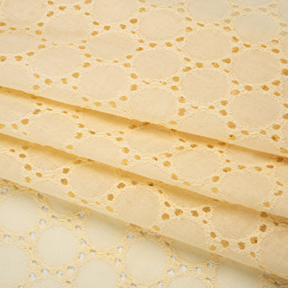 Embroidered Eyelet Cotton Voile - Vanilla Circles of Circles - Naomi Collection