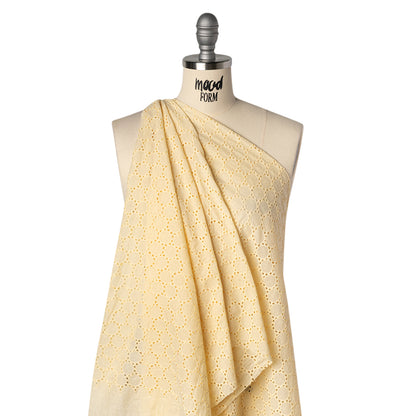 Embroidered Eyelet Cotton Voile - Vanilla Circles of Circles - Naomi Collection