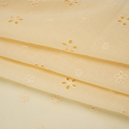 Embroidered Eyelet Cotton Voile - Vanilla Floating Flowers - Naomi Collection