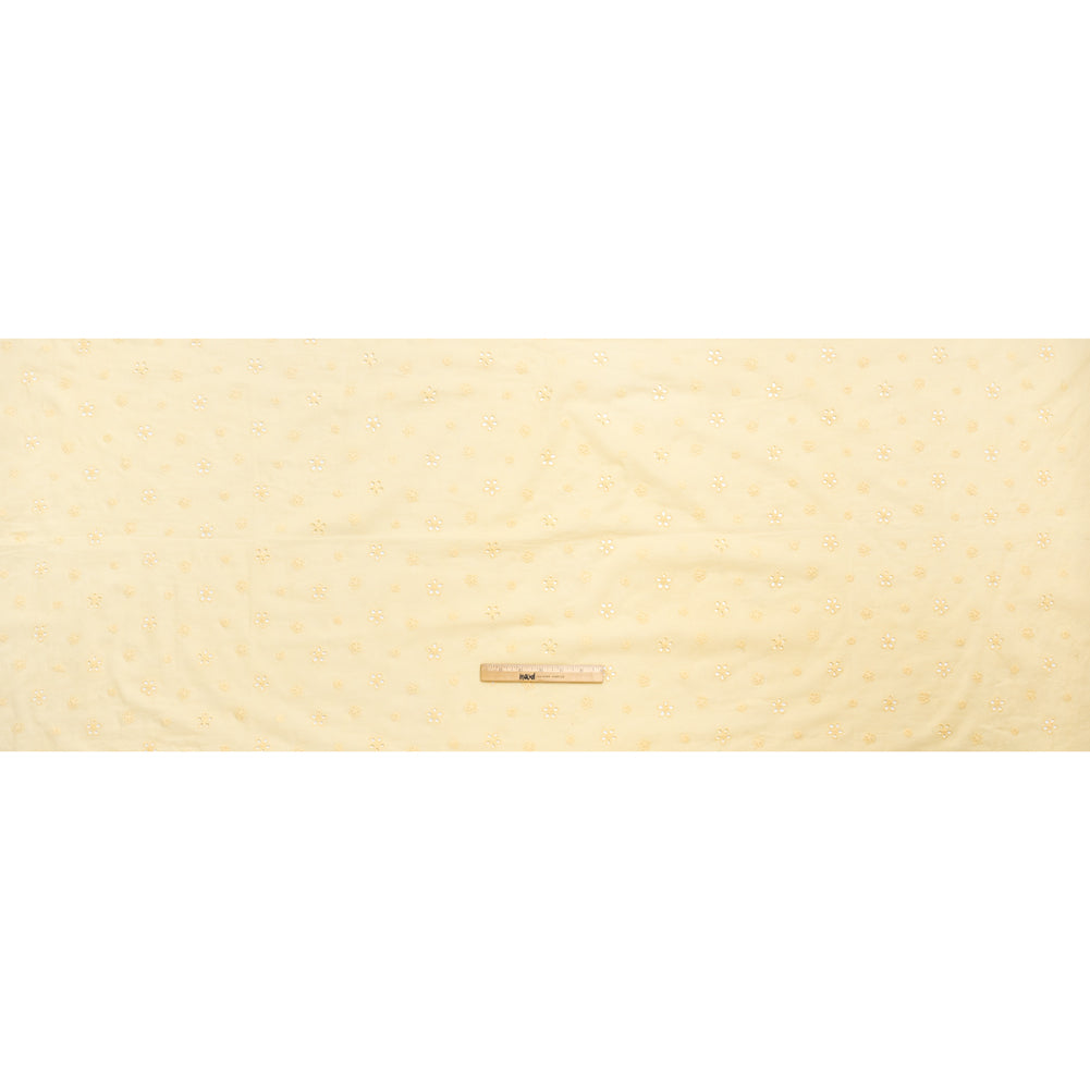 Embroidered Eyelet Cotton Voile - Vanilla Floating Flowers - Naomi Collection