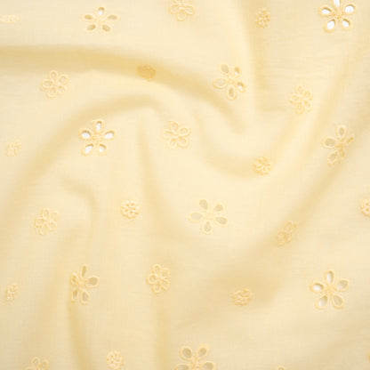 Embroidered Eyelet Cotton Voile - Vanilla Floating Flowers - Naomi Collection