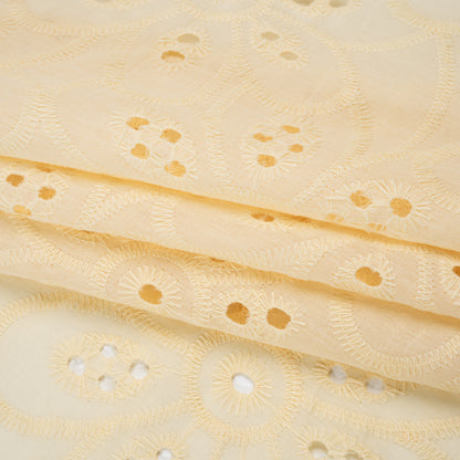 Embroidered Eyelet Cotton Voile - Vanilla Big Flowers - Naomi Collection