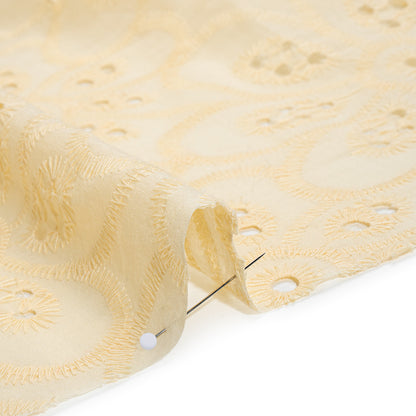Embroidered Eyelet Cotton Voile - Vanilla Big Flowers - Naomi Collection