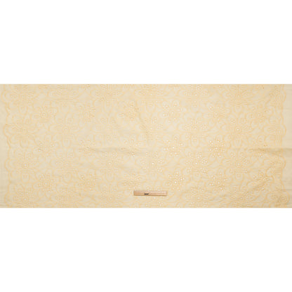 Embroidered Eyelet Cotton Voile - Vanilla Big Flowers - Naomi Collection