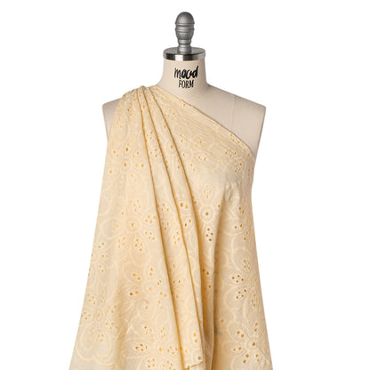 Embroidered Eyelet Cotton Voile - Vanilla Big Flowers - Naomi Collection