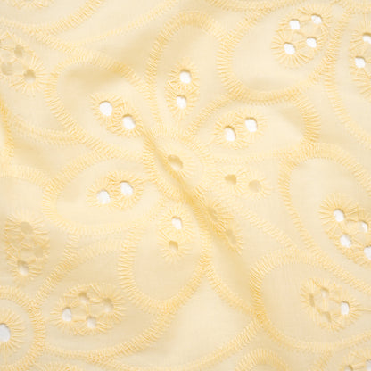 Embroidered Eyelet Cotton Voile - Vanilla Big Flowers - Naomi Collection