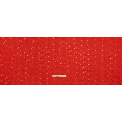 Embroidered Eyelet Cotton Voile - Red All-Over Flowers - Naomi Collection