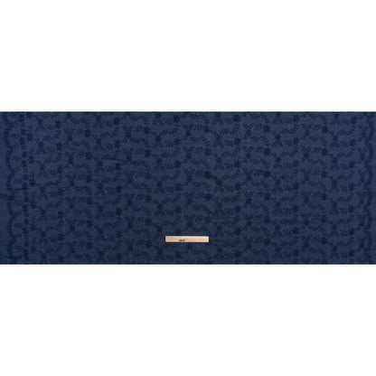 Embroidered Eyelet Cotton Voile - Medieval Blue Flowers on Branches - Naomi Collection