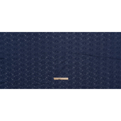 Embroidered Eyelet Cotton Voile - Medieval Blue All-Over Flowers - Naomi Collection